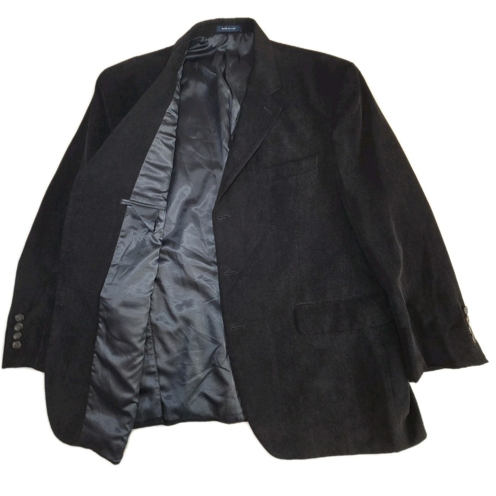 RALPH LAUREN Corduroy Blazer Sport Coat Jacket Mens 44S Short Black Winter